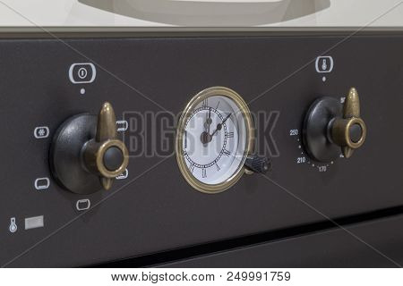 Oven Panel Close-up, Regulators And Placard For Information