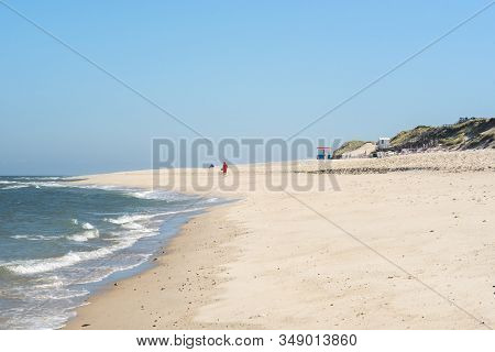 Beach Scenery With Fine Sand And Blue Water, On Sunny Summer Day, On Sylt Island, At North Sea, Germ
