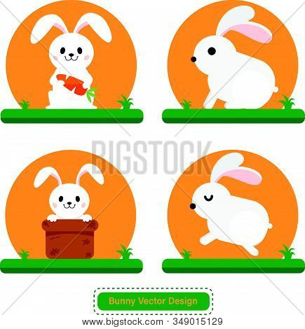 Cute Rabbit Or Bunny Vector For Icon Templates Or Presentation Background. Rabbit Or Bunny Logo For 