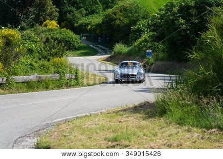 Pesaro Colle San Bartolo , Italy - May 17 - 2018 : Mercedes-benz 300 Sl CoupÉ (w198) 1955 On An Old 