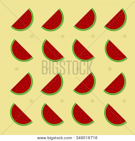 Watermelon Fruit Pattern Design Wallpaper. Fruit Icon Template For Website, Social Media, Or Present