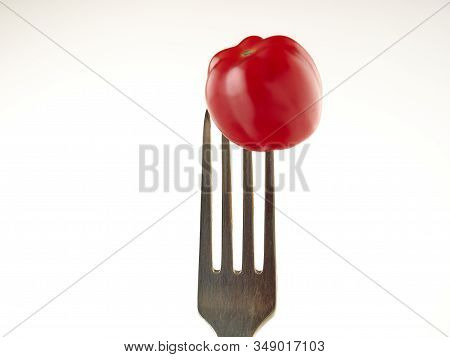 Ripe, Red Cherry Tomatoes Of The Confetto Variety.isolate.white Background