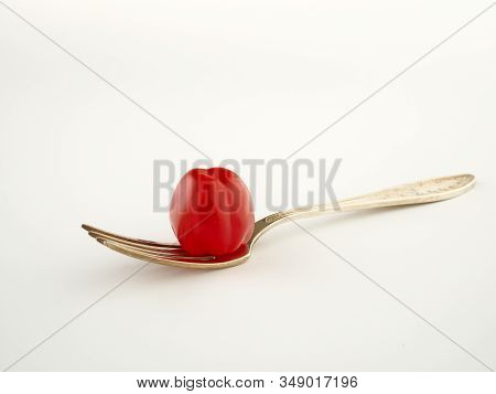 Ripe, Red Cherry Tomatoes Of The Confetto Variety.isolate.white Background