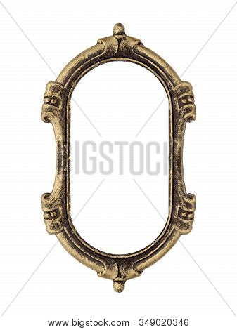 Golden Gothic Frame For Paintings, Mirrors Or Photos. Design Element With Clipping Path