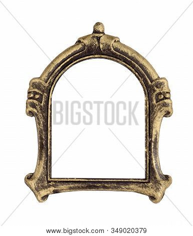 Golden gothic frame for paintings, mirrors or photos. Design element with clipping path