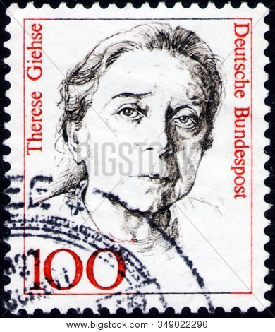 Saint Petersburg, Russia - February 01, 2020: Stamp Issued In The Germany With A Portrait Of Therese