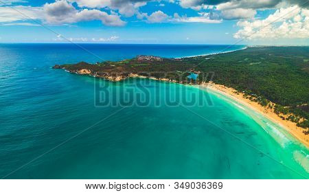 Aerial View Of Tropical Beach. Macao Beach, Dominican Republic
