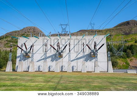 Transformer Station At Burfell Power Plant In South Iceland