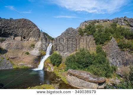 Gjarfoss Waterfall In Gjain In South Iceland