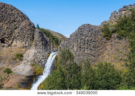 Gjarfoss Waterfall In Gjain In South Iceland