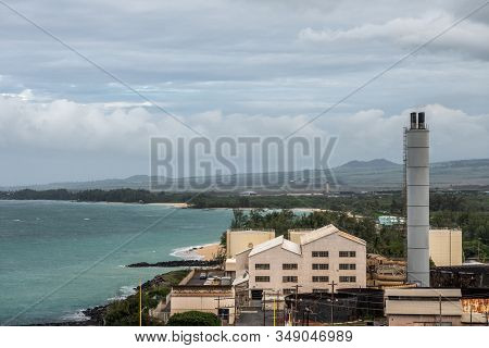 Kahului, Maui,, Hawaii, Usa. - January 13, 2020: Old Defunt Sugarcane Processing Plant In Harbor Are
