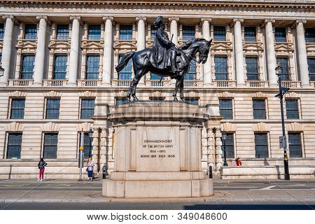 London, Uk - May 10, 2019. Statue Of George Duke Of Cambridge In Whitehall Street. Commander In Chie
