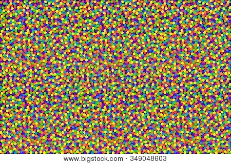 Colorful Confetti Background. Small Dots In Bold And Saturated Colors, Randomly Spread Over A Rectan