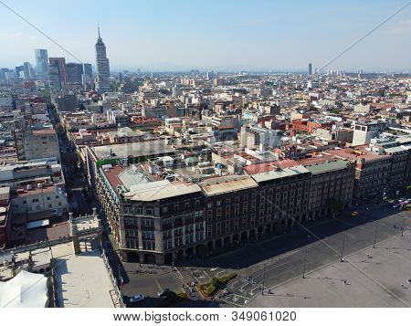 Historic Center Of Mexico City Aerial View Near Zocalo Constitution Square, Mexico City Cdmx, Mexico