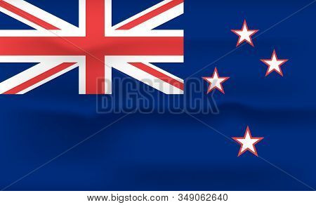 New Zealand Flag Icon And Logo. World National Isolated Flag Banner And Template. Realistic, 3d Vect