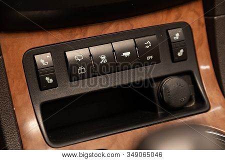 Novosibirsk, Russia - December 29, 2019:   Buick Enclave, Seat Heating, Off Road,  Glass Washer  But