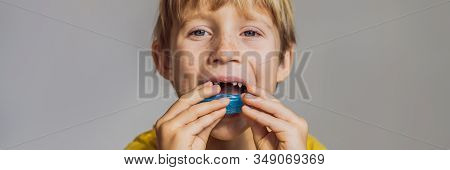 Six-year Old Boy Shows Myofunctional Trainer. Helps Equalize The Growing Teeth And Correct Bite, Dev
