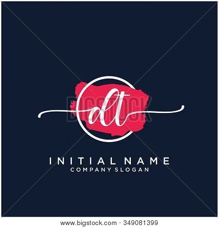 Dt Initial Handwriting Logo Design With Brush Circle. Logo For Fashion,photography, Wedding, Beauty,