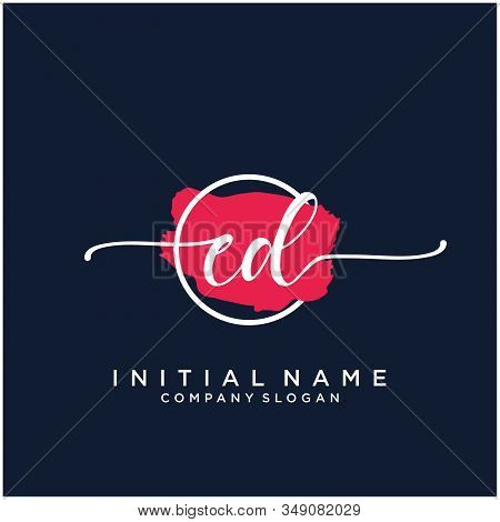 Ed Initial Handwriting Logo Design With Brush Circle. Logo For Fashion,photography, Wedding, Beauty,
