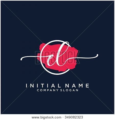 El Initial Handwriting Logo Design With Brush Circle. Logo For Fashion,photography, Wedding, Beauty,