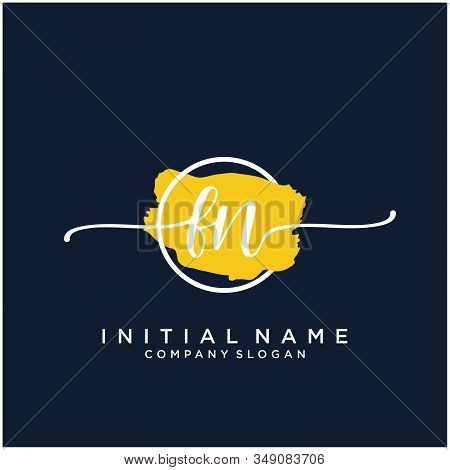 Fn Initial Handwriting Logo Design With Brush Circle. Logo For Fashion,photography, Wedding, Beauty,