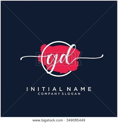 Gd Initial Handwriting Logo Design With Brush Circle. Logo For Fashion,photography, Wedding, Beauty,
