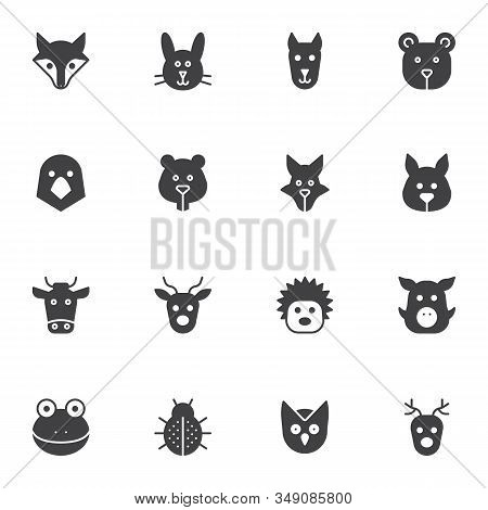 Wild Animals Vector Icons Set, Modern Solid Symbol Collection Filled Style Pictogram Pack. Signs, Lo