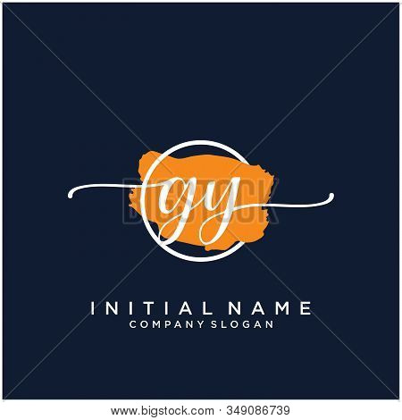 Gy Initial Handwriting Logo Design With Brush Circle. Logo For Fashion,photography, Wedding, Beauty,