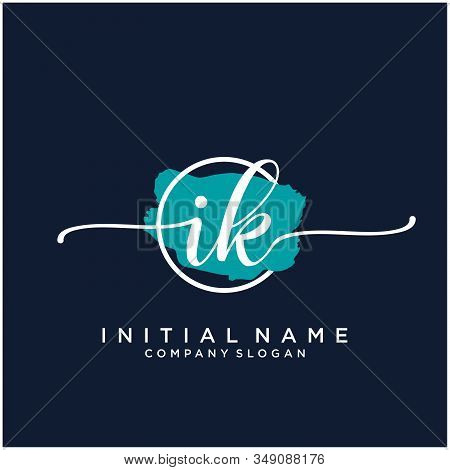 Ik Initial Handwriting Logo Design With Brush Circle. Logo For Fashion,photography, Wedding, Beauty,