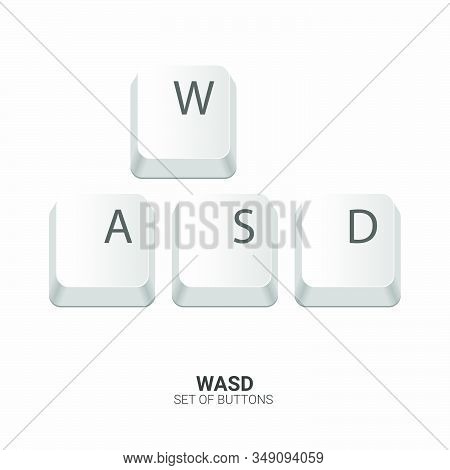 Wasd. Keyboard Buttons On White Background. Vector Illustration.