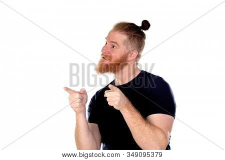 Red haired man with long beard isolated on a white background