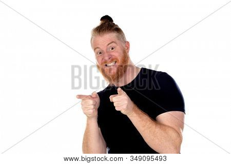 Red haired man with long beard isolated on a white background