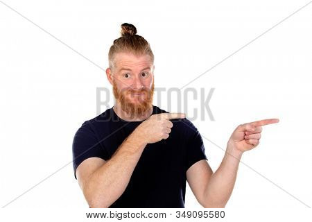 Red haired man with long beard isolated on a white background