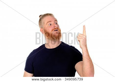 Red haired man with long beard isolated on a white background
