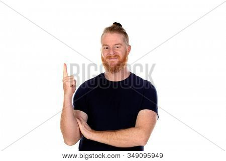 Red haired man with long beard isolated on a white background