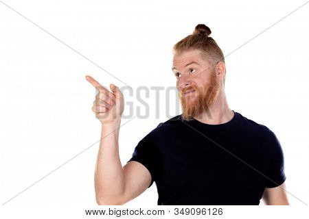 Red haired man with long beard isolated on a white background