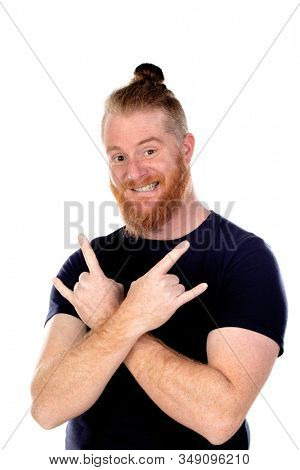 Red haired man with long beard isolated on a white background