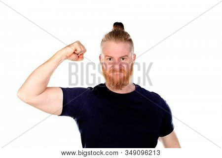 Red haired man with long beard isolated on a white background