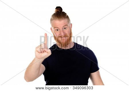 Red haired man with long beard isolated on a white background