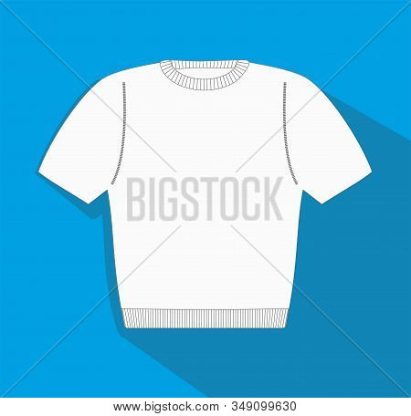Vector Illustration, White T-shirt On Bkue Background With Block Shadow.