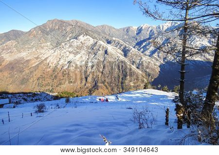 Garhwal Range In Himalayan Mountains Against Clear Sky