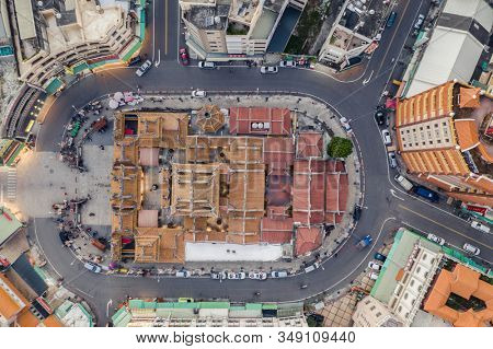 Yunlin, Taiwan - December 11th, 2019: aerial view of famous Beigang Chaotian Temple, Yunlin, Taiwan, Asia