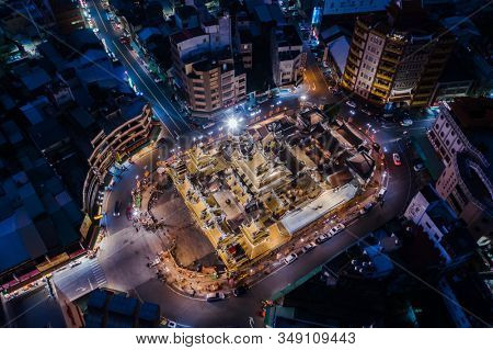Yunlin, Taiwan - December 11th, 2019: aerial view of famous Beigang Chaotian Temple, Yunlin, Taiwan, Asia