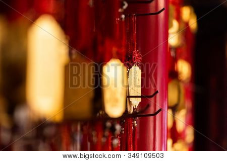 Yunlin, Taiwan - July 13th, 2019: golden tablet wall at Beigang Chaotian Temple, Yunlin, Taiwan, Asia
