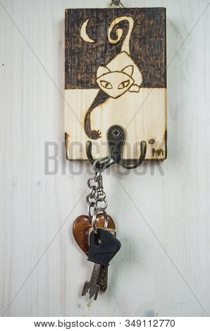 The Ancient Art Of Pyrography, Wood And Fire, Curious Cat Who Tries To Take Keys And Objects