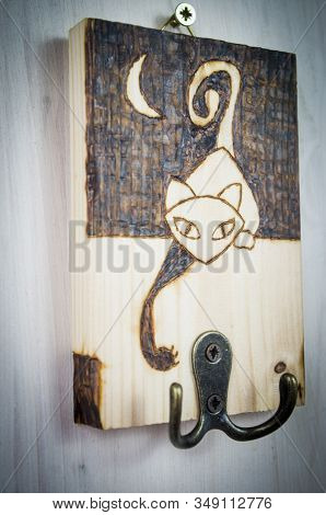 The Ancient Art Of Pyrography, Wood And Fire, Curious Cat Who Tries To Take Keys And Objects