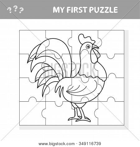 A Vector Illustration Of A Chicken Puzzle For Choldren - My First Puzzle And Coloring Book
