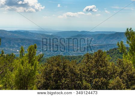 View From Olymbos, The Highest Peak Of The Island Of Cyprus. Troodos Mountains