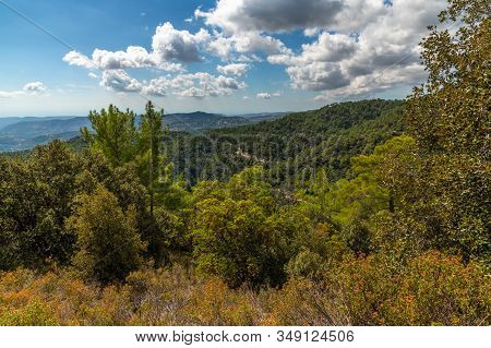View From Olymbos, The Highest Peak Of The Island Of Cyprus. Troodos Mountains