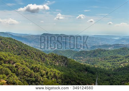 View From Olymbos, The Highest Peak Of The Island Of Cyprus. Troodos Mountains